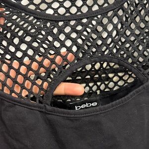 Bebe Black Open-Weave Top